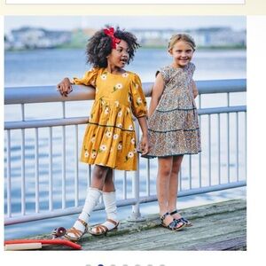 Pink Chicken girls floral yellow Fall dress size 8